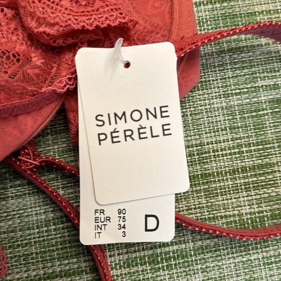 SIMONE PERELE Karma Demi-Cup Convertible Lace Bra. Deep Rose Size 34D NWT - Picture 6 of 10